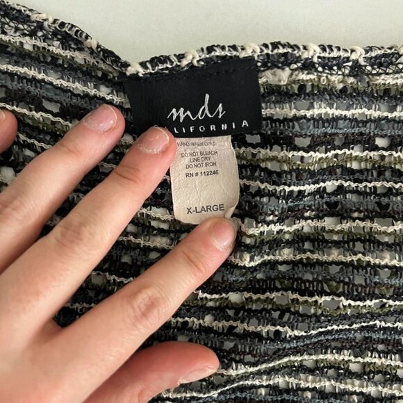 vintage 90s striped netted boho granola whimsygoth tie front cardigan - Picture 8 of 8